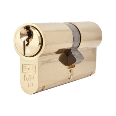 10 Pin 70mm Euro Double Cylinder - 35 + 35mm - Polished Brass - Master Keyed