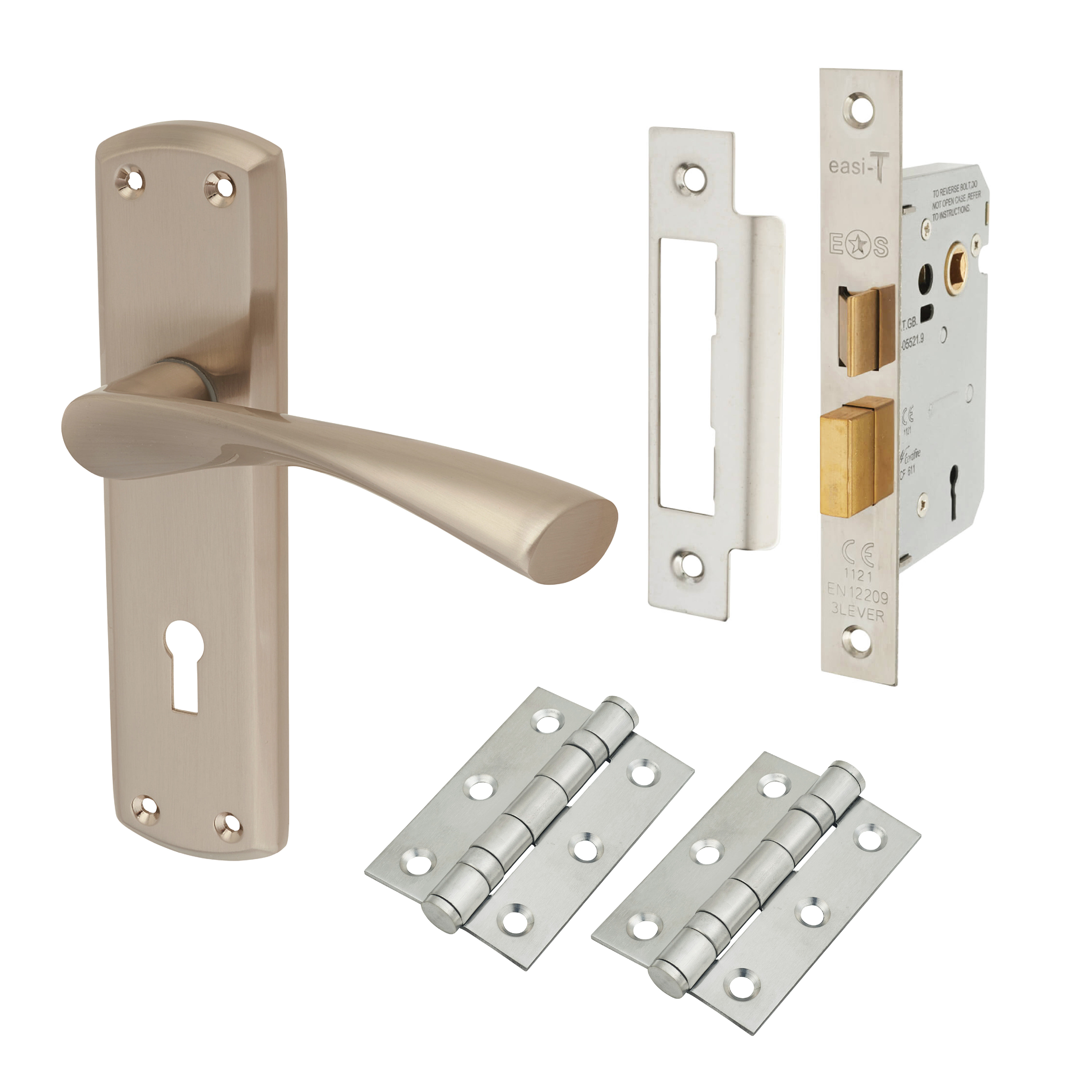 Satin Nickel 3 Lever Sashlock Door Handles Pack - Monza Range