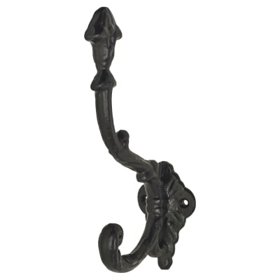Single Hat & Coat Hook - 180mm Height - Antique Black Iron