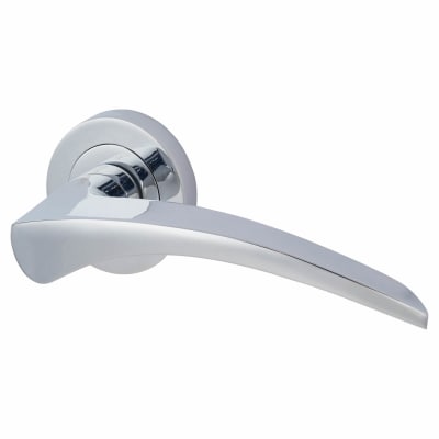 Polished Chrome Door Handles on Round Rose - Aston Range