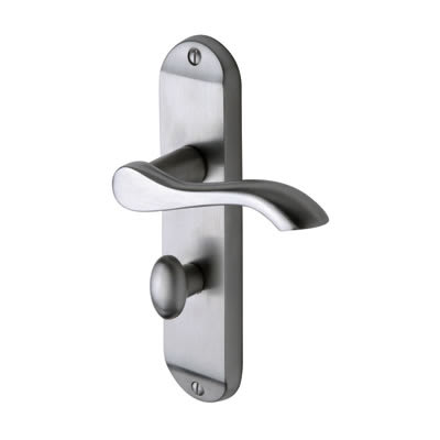 Satin Chrome Scroll Bathroom Door Handles - Aurora Range - 183 x 42mm