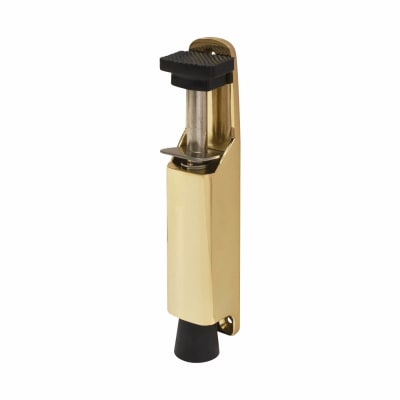 Foot Operated Door Holder - 180mm Closed Height - Polished Brass