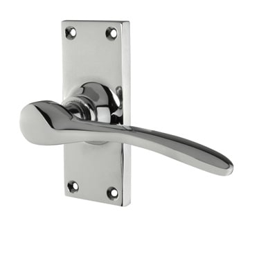 Polished Chrome Latch Door - Short Plate - Buckingham Range - 100 x 41mm