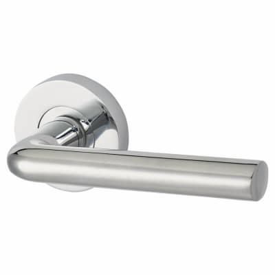 Polished Chrome Door Handles on Round Rose - Riva Range