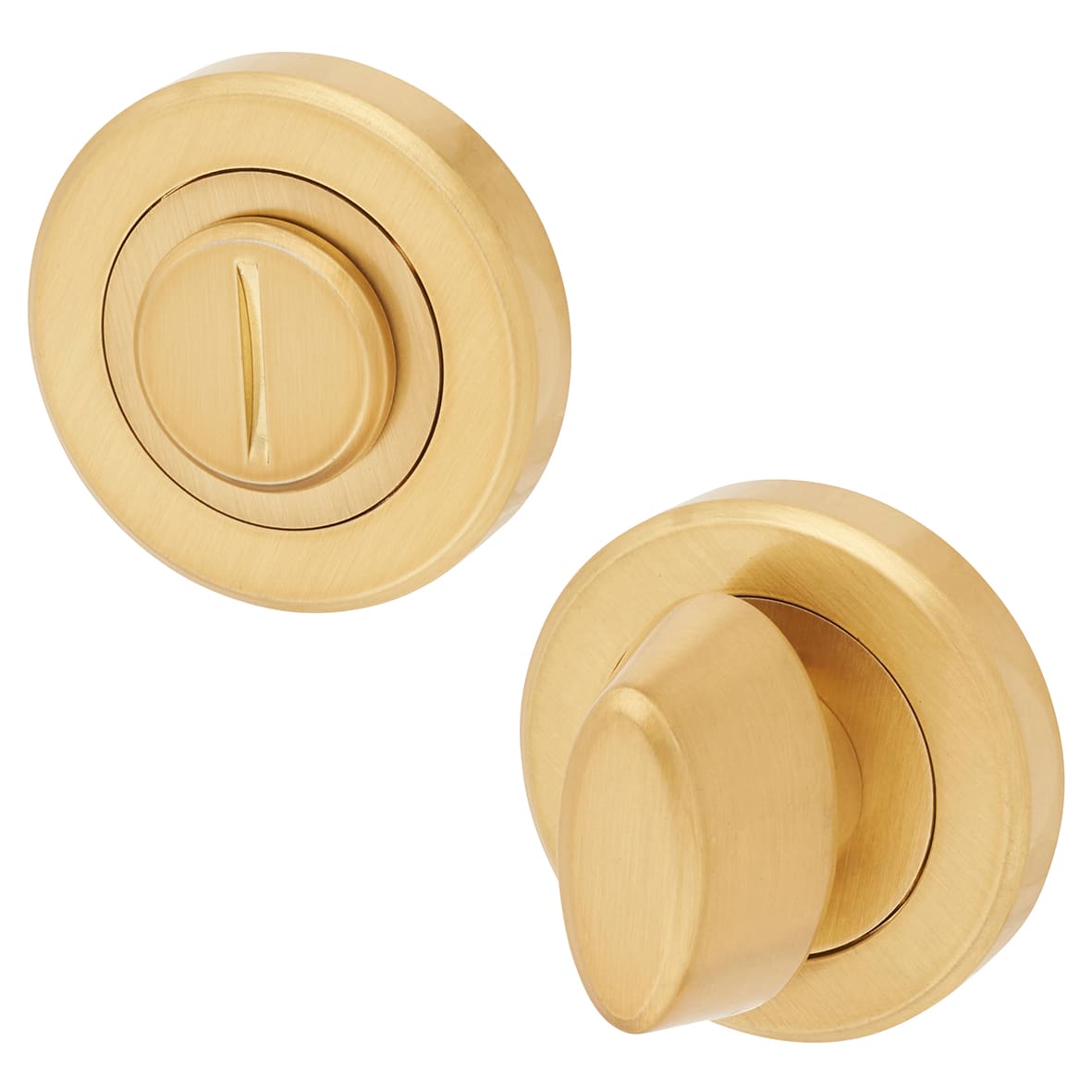 Brass Bathroom Turn & Release - 50mm Diameter - Oval - Satin Brass