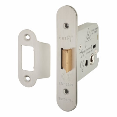 Heavy Duty Bolt Through Flat Latch - 79mm Case - 57mm Backset - Radius - Satin Stainless Steel