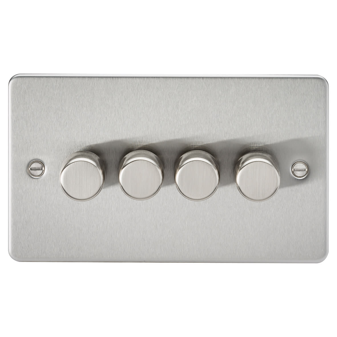 5-150W 4 Gang 2 Way Push On/Off Rotary Flat Intelligent LED Dimmer - Brushed Chrome