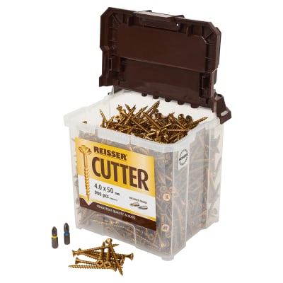Cutter Pozi Countersunk Wood Screws Tub - 4.0 x 50mm - Yellow Zinc - Pack of 900