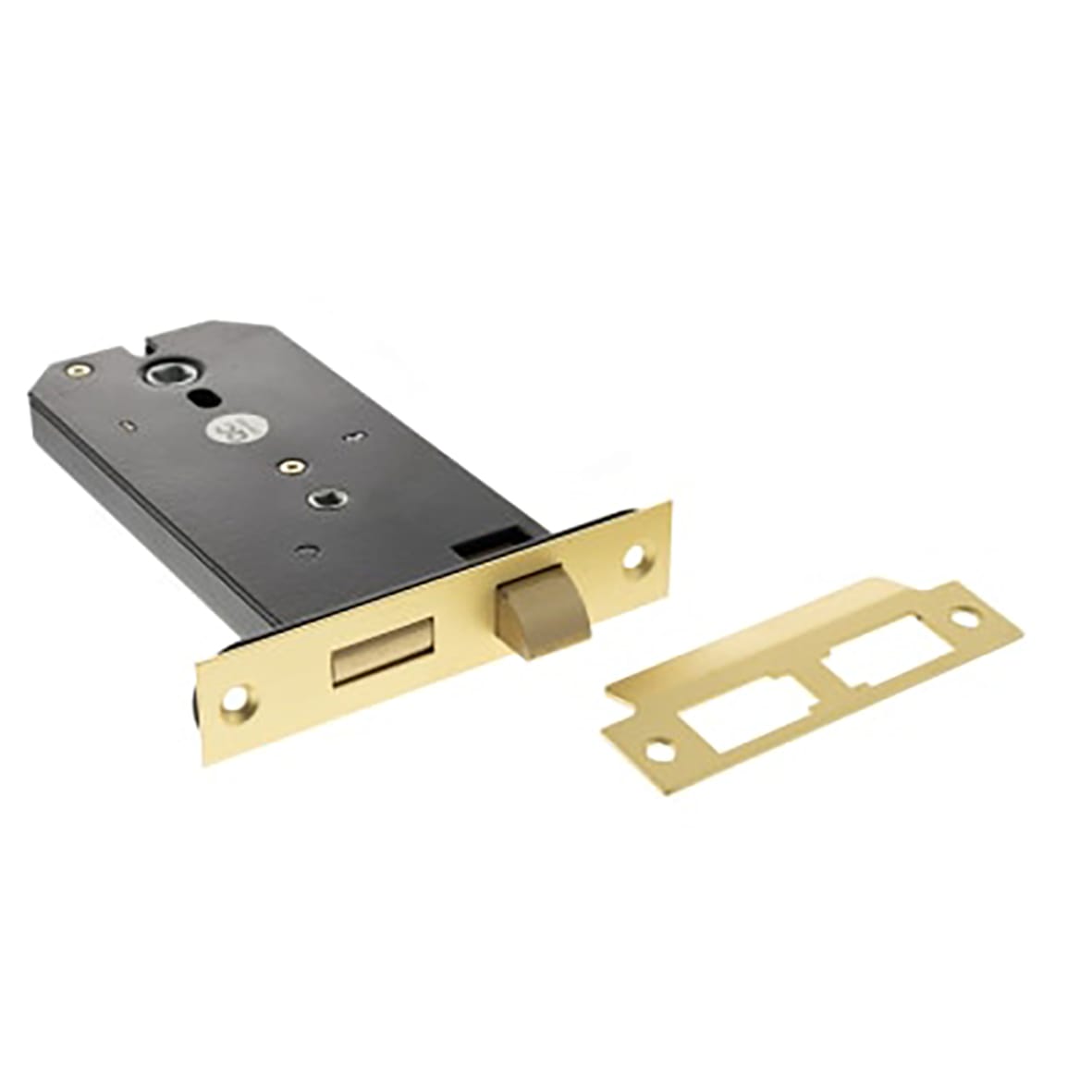 Bolt Through Horizontal Bathroom Lock - 149mm Case - 127mm Backset - Satin Brass