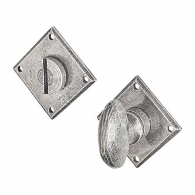 Square Bathroom Turn & Release - 54mm Diameter - Pewter