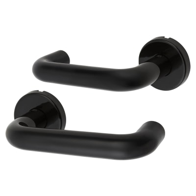 Ebony Black Nylon Steel Core Safety Door Handle on Rose - Paris Range