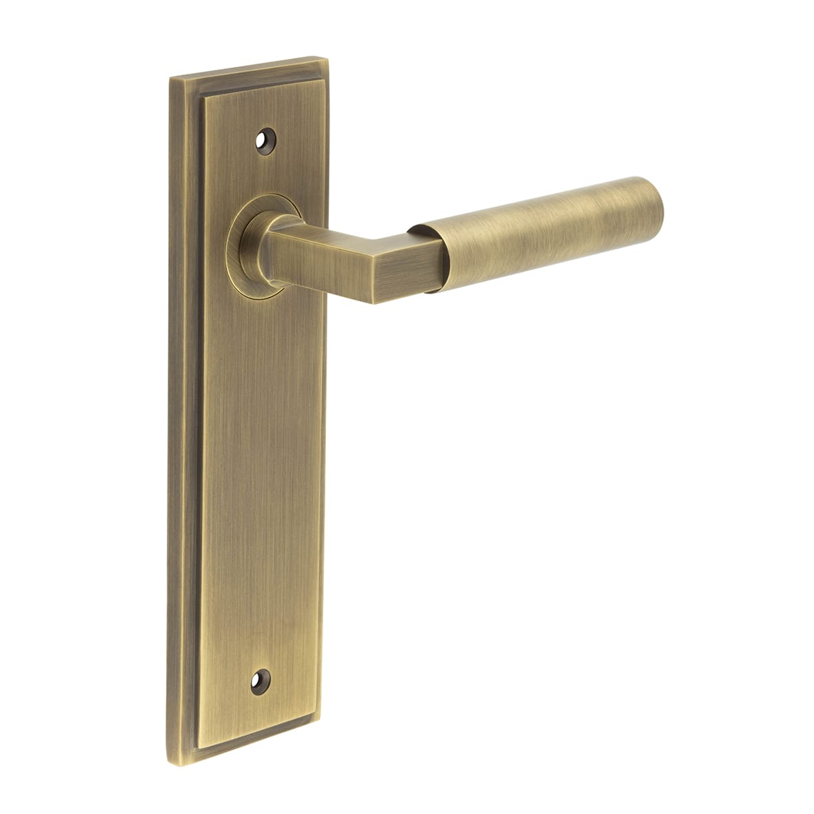 Antique Brass Fire Rated Latch Door Handles - Westminster - 200 x 55mm