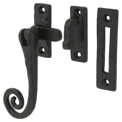 Curly Tail Mortice & Hook Plate Casement Window Fastener - Reversible - Antique Black
