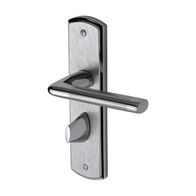 Satin/Polished Chrome Bathroom Door Handles - Lena Range - 190 x 48mm