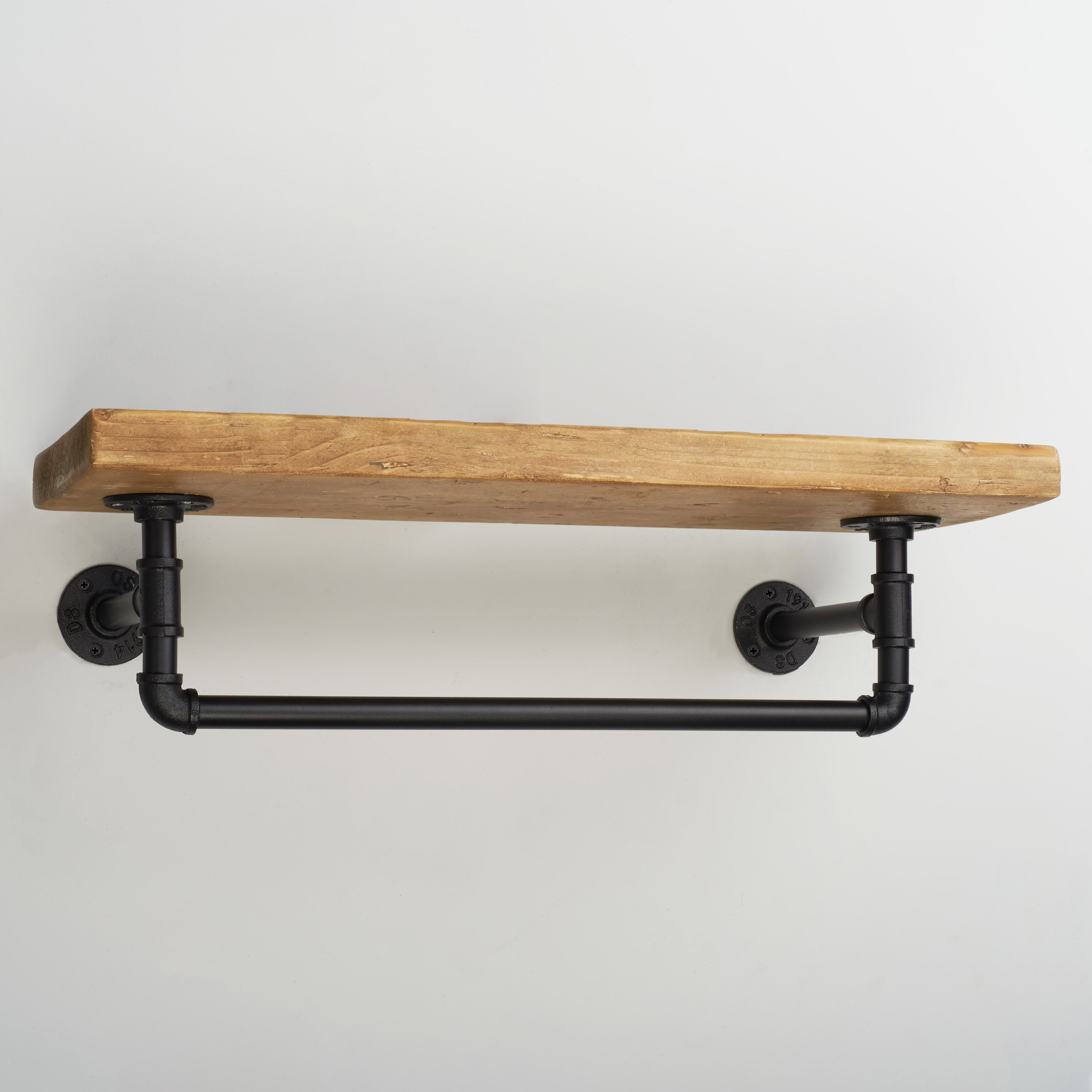 3/4" Pipe Shelf Kit with Downwards Facing Hanging Rail - Black