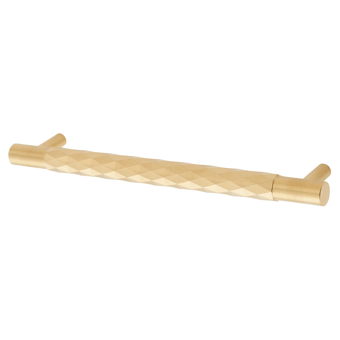Diamond Cut 14mm T-Bar Cabinet Pull Handle - 160mm Centres - PVD Sat Brass