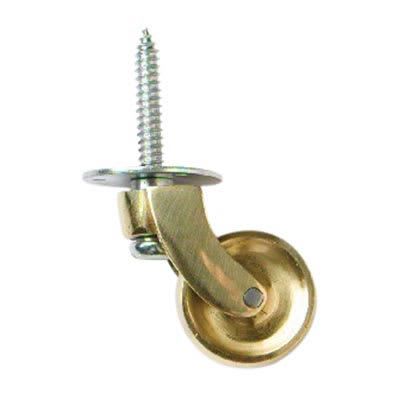 Traditional Furniture Castor - Screw Fixed - 28mm Diameter - Polished Brass - Pack of 2