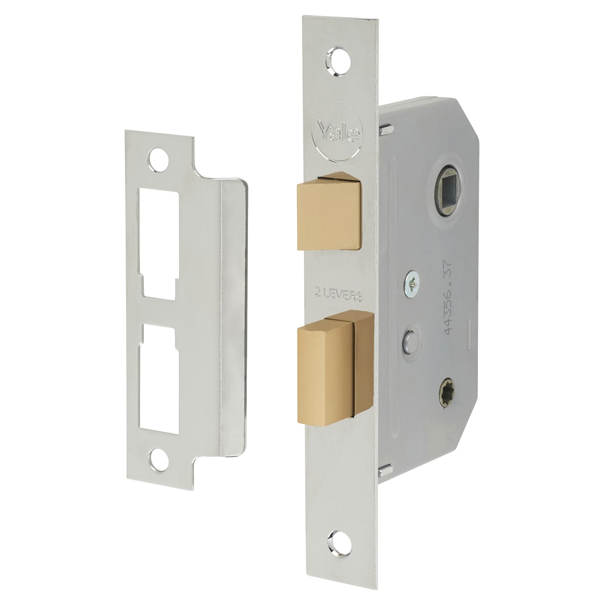 Bathroom Lock - 64mm Case - 45mm Backset - Square - Polished Chrome