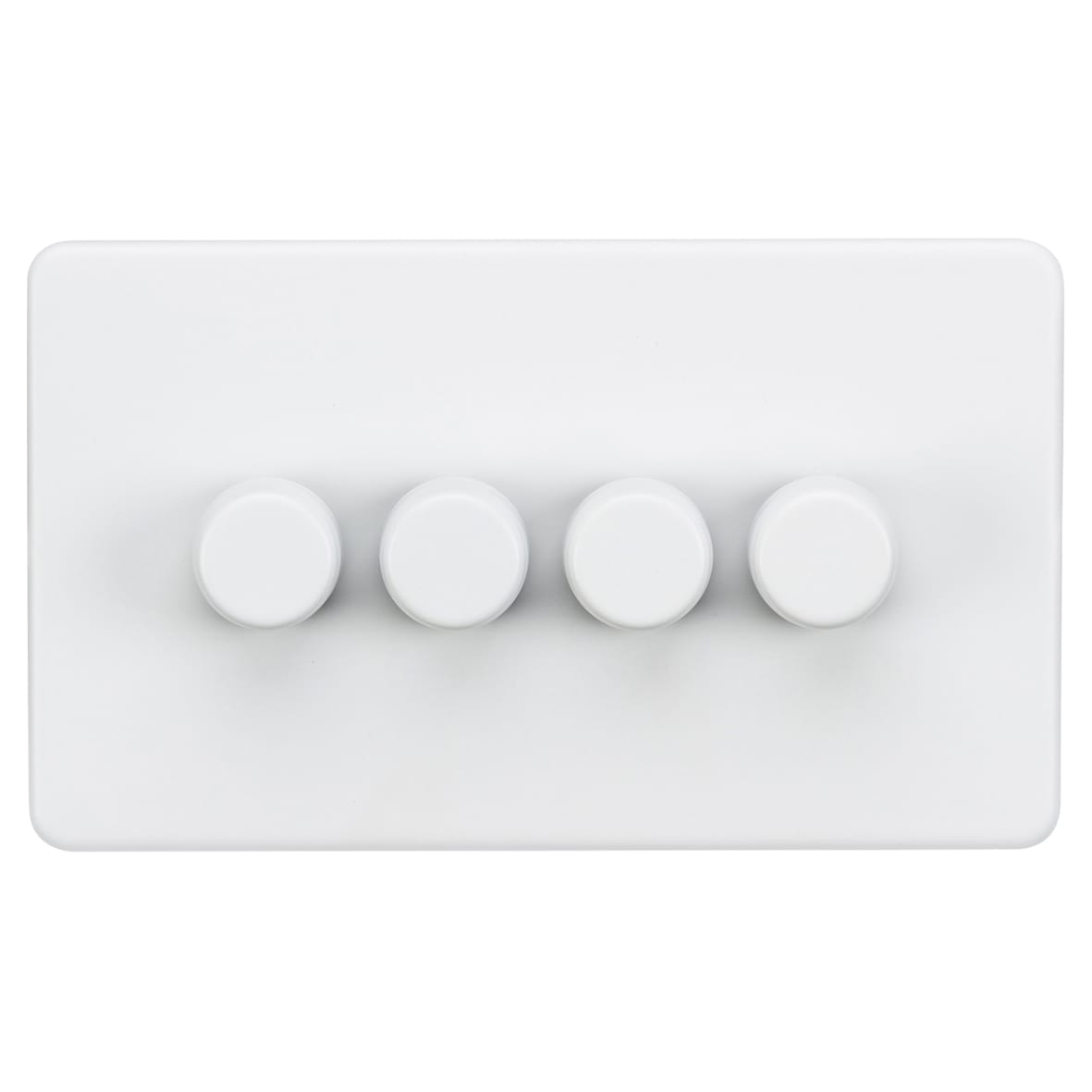 5 - 150W 4 Gang 2 Way Push On/Off Rotary Intelligent LED Dimmer Switch - Matt White