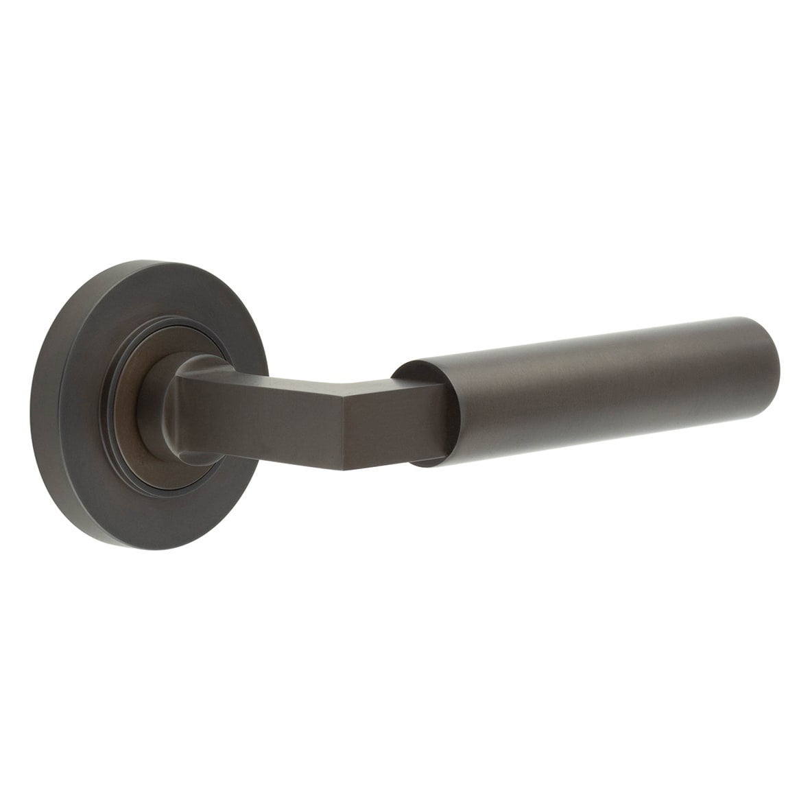 Dark Bronze Fire Rated Door Handles on Round Rose - Westminster Range