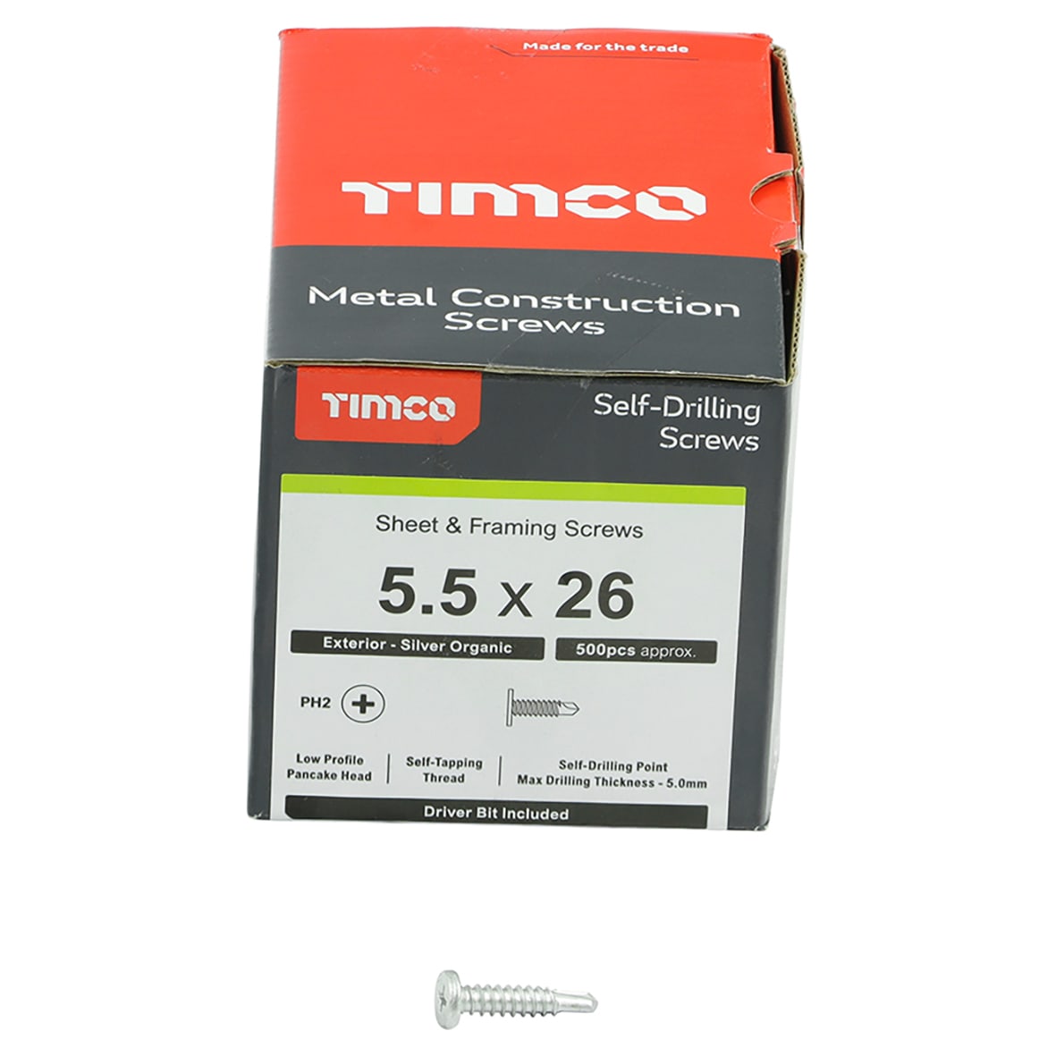 Low Profile Pancake Head Self-Drilling Screw - 5.5 x 26mm - Pack of 500