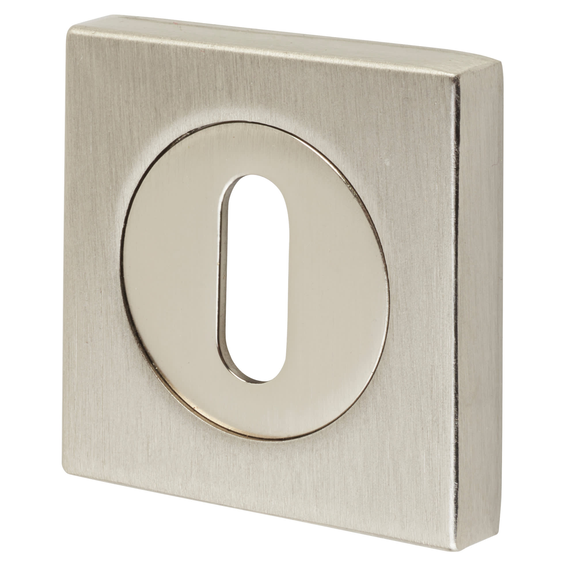 Square Escutcheon - 52 x 52mm - Keyhole - Satin Nickel - Pair