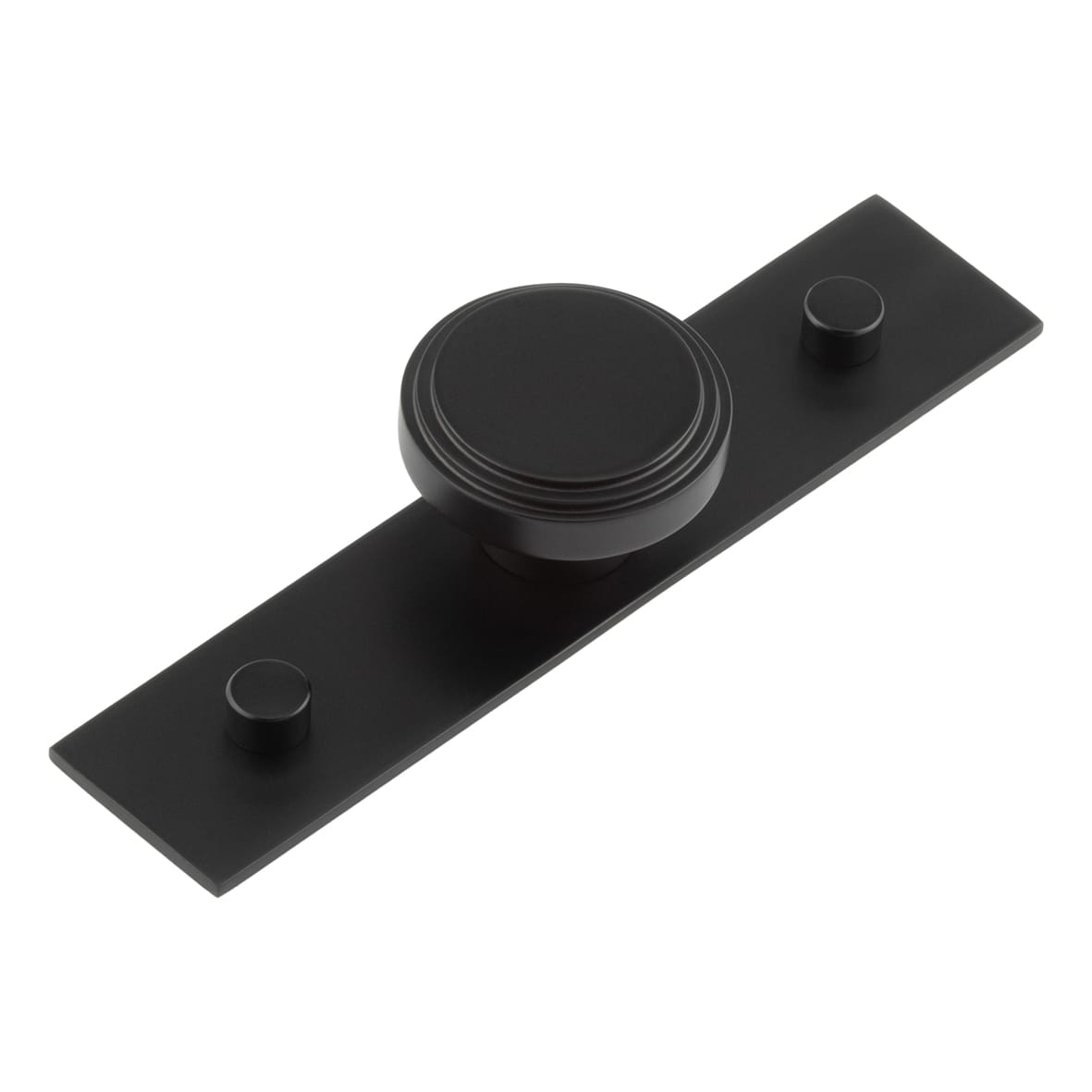 Cropley Stepped Round Cabinet Knob on Plain Backplate - 40mm Diameter - Black