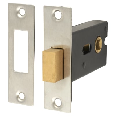Bolt Through Bathroom Deadbolt - 8mm Follower - 77mm Case - 57mm Backset - Satin Stainless
