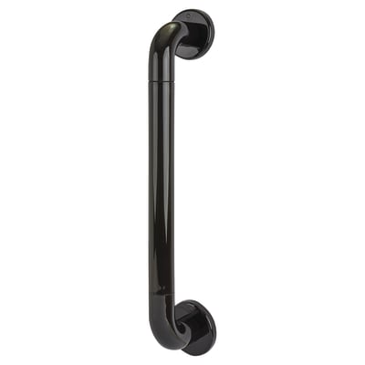Ebony Black Nylon D-Bar Door Pull Handle on Rose - Screw Fix - 425mm c/c