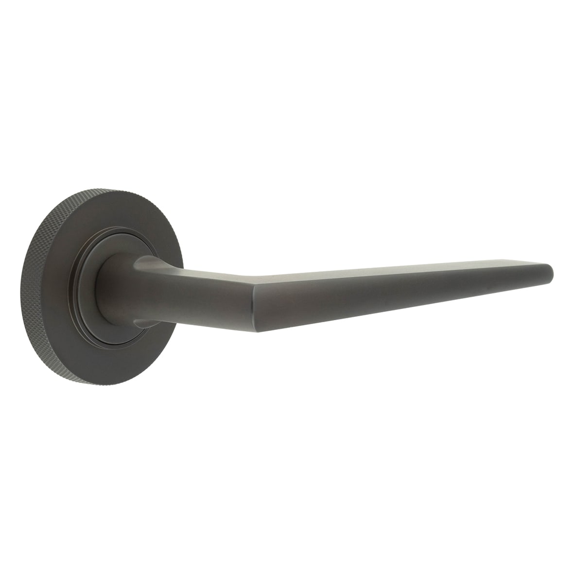 Dark Bronze Fire Rated Door Handles on Round Knurled Rose - Mayfair Range