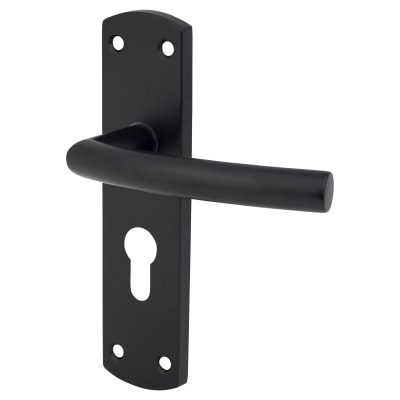 Matt Black Arched Euro Lock Door Handles - 172 x 44mm
