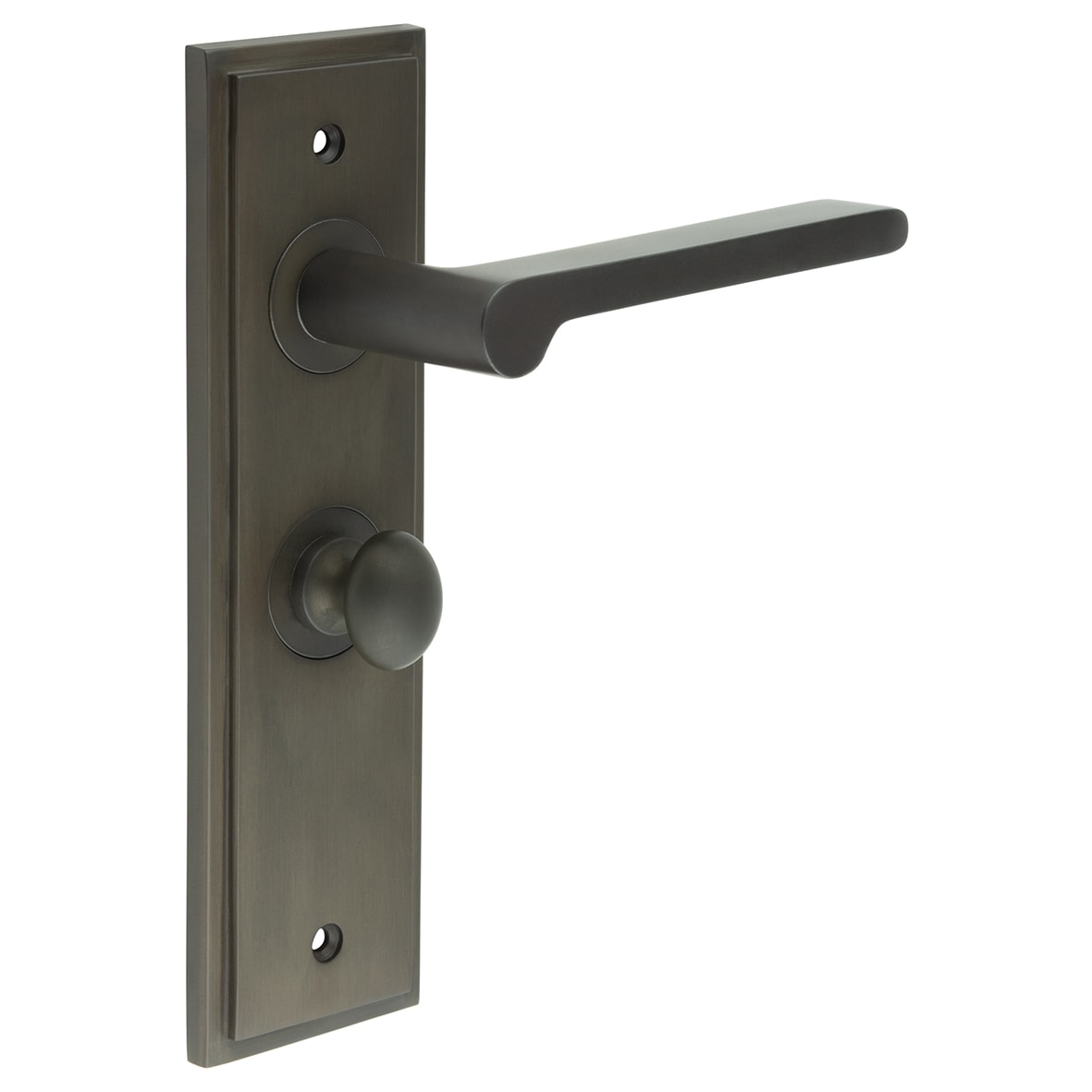 Dark Bronze Fire Rated Bathroom Door Handles - Fitzrovia - Inner 1 - 200 x 55mm