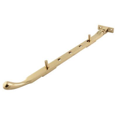 Cast Bulb End Casement Window Stay - 12"/300mm Length - Polished Brass