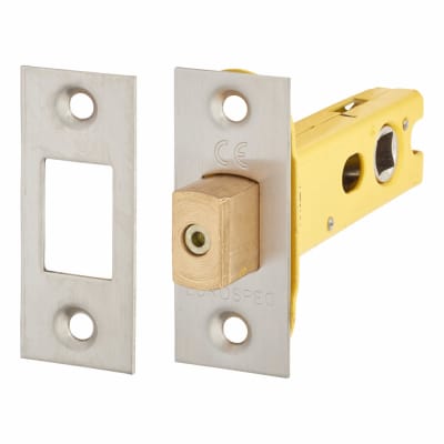 8mm Bolt Through Tubular Bathroom Deadbolt - 76mm Case - 57mm Backset - Square - Satin Stainless