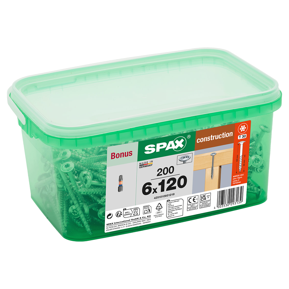 T-Star Plus Torx Washer Head Wood Screws - 6.0 x 120mm - WIROX Zinc Plated - Pack of 200