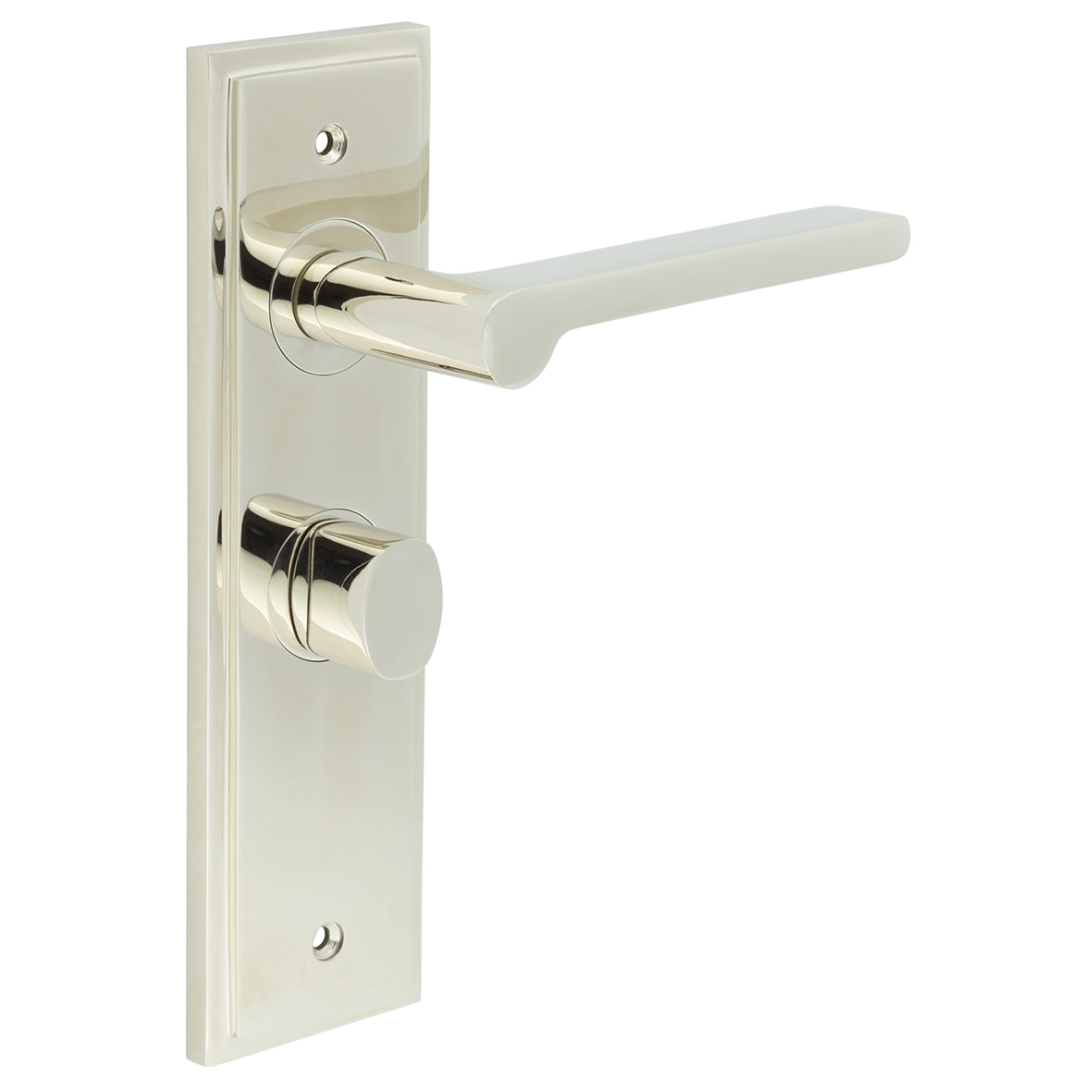 Polished Nickel Fire Rated Bathroom Door Handles - Fitzrovia - Inner 2 - 200 x 55mm
