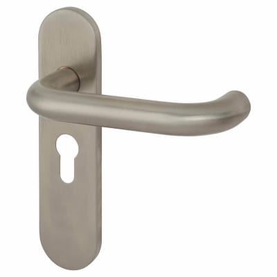 Satin Stainless Steel 19mm Return to Door Euro Lock Door Handles - Radius - 47.5mm c/c