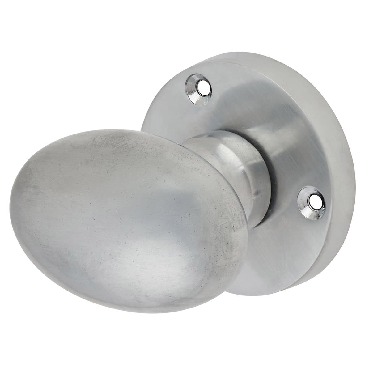 Satin Chrome Victorian Oval Mortice Door Knob - 61mm Rose Diameter