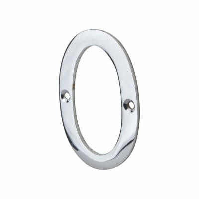 76mm Screw Fix Door Numeral - 0 - Polished Chrome