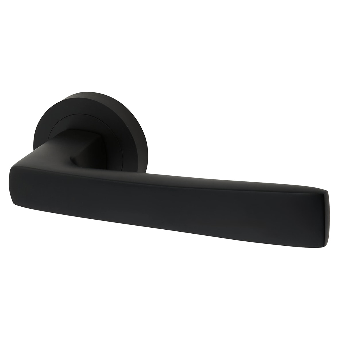 Matt Black Door Handles on Round Rose - Ivy Range