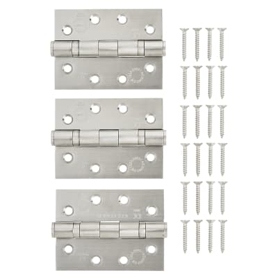 Twin Ball Bearing Grade 13 Butt Fire Door Hinge - 100 x 75 x 3mm - 201 Stainless - Pack of 3