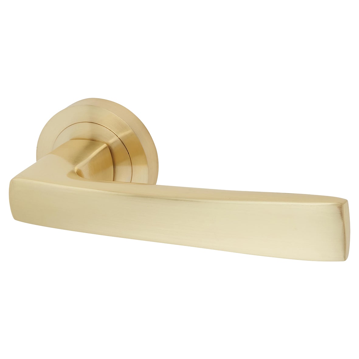 Satin Brass Door Handles on Round Rose - Ivy Range