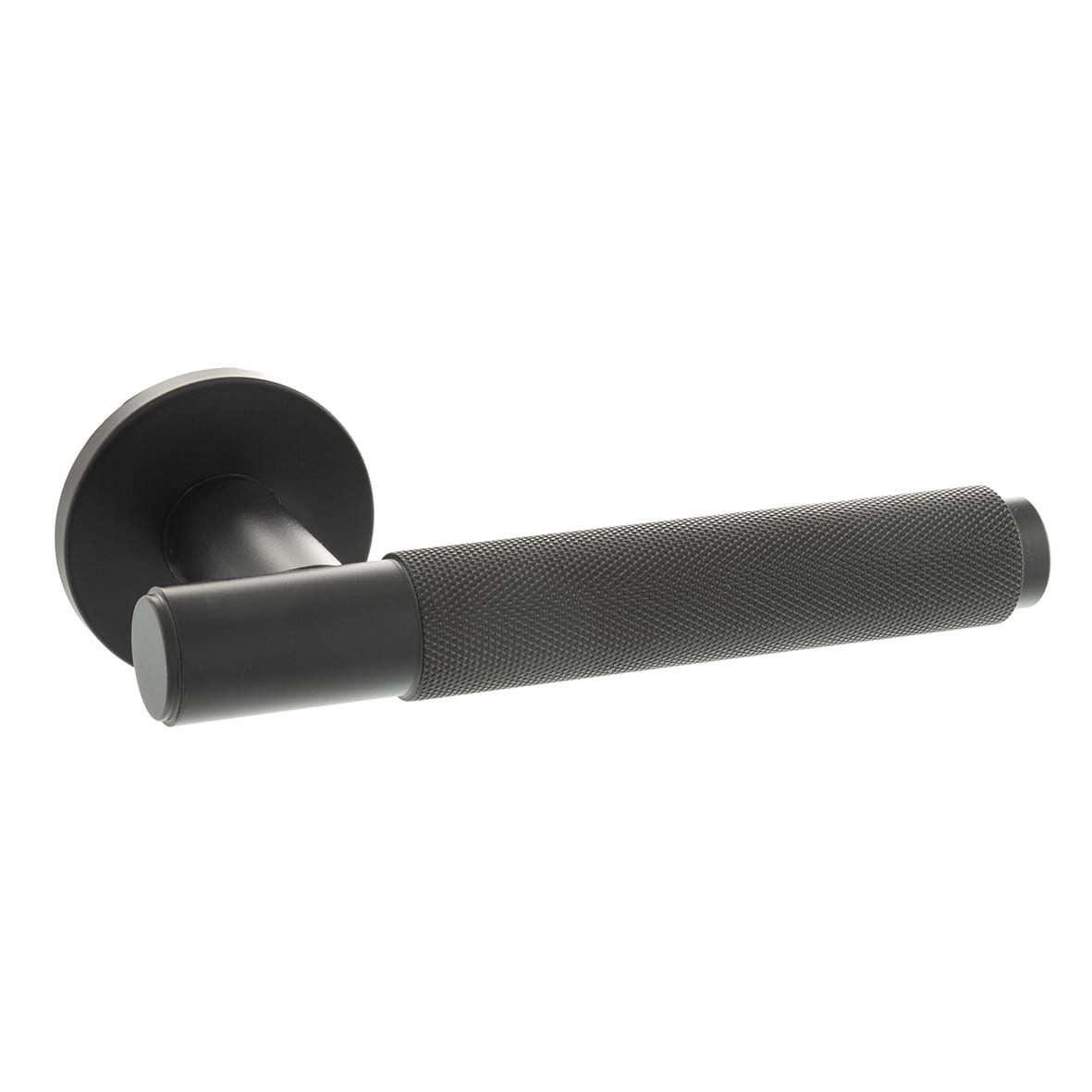 Millhouse Brass Crompton Knurled Door Handle on Rose - Matt Black