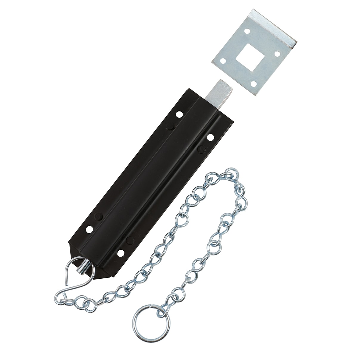 Garage Sprung Chain Bolt - 200mm Length - Black Japanned