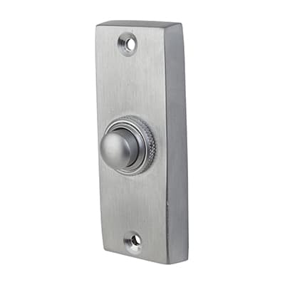 Satin Chrome Rectangular Plain Edge Period Bell Push - 76 x 25mm