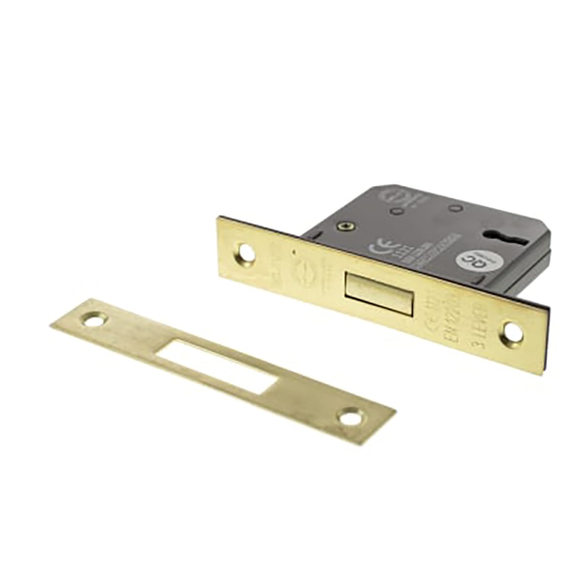 3 Lever Deadlock - 77mm Case - 57mm Backset - Satin Brass