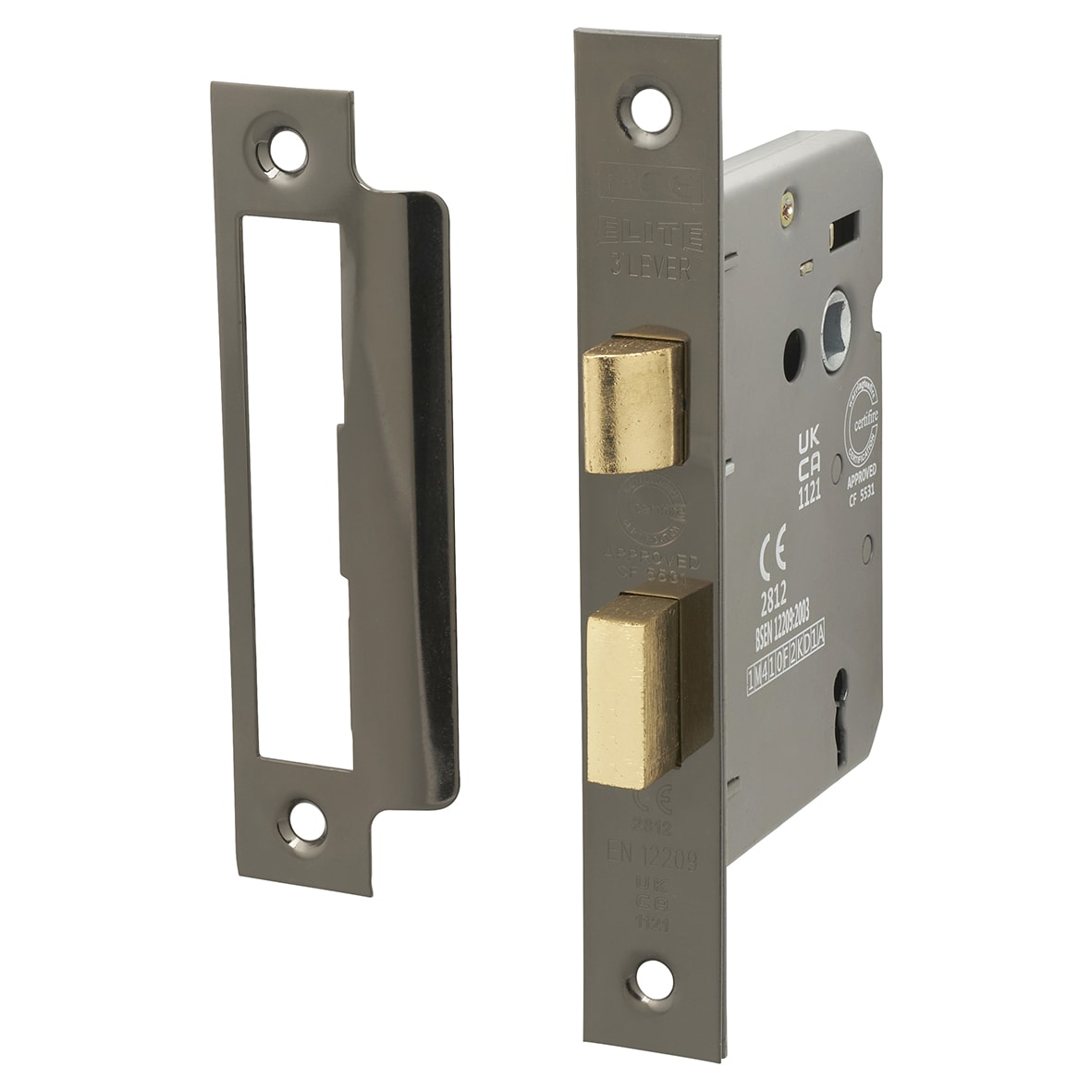 Bolt Through 3 Lever Sashlock - 75mm Case - 57mm Backset - Square - Black Nickel