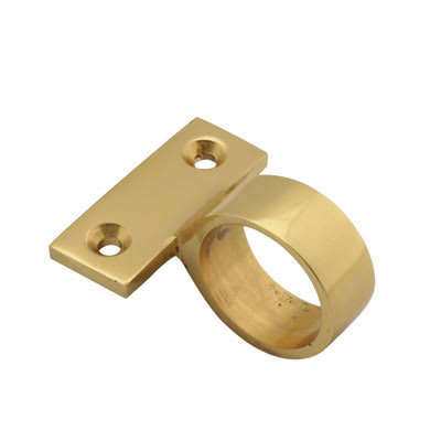 Centre Mounting Sash Window Ring Lift - 30mm Diameter - Polished Brass
