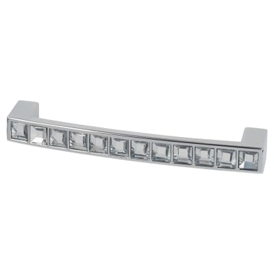 Cut Glass Square Arched D-Bar Cabinet Pull Handle - 128mm Centres - Polished Chrome