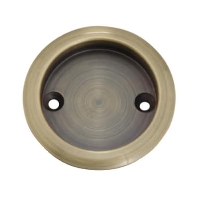 Round Screw Fixed Flush Handle - 63mm Diameter - Antique Brass